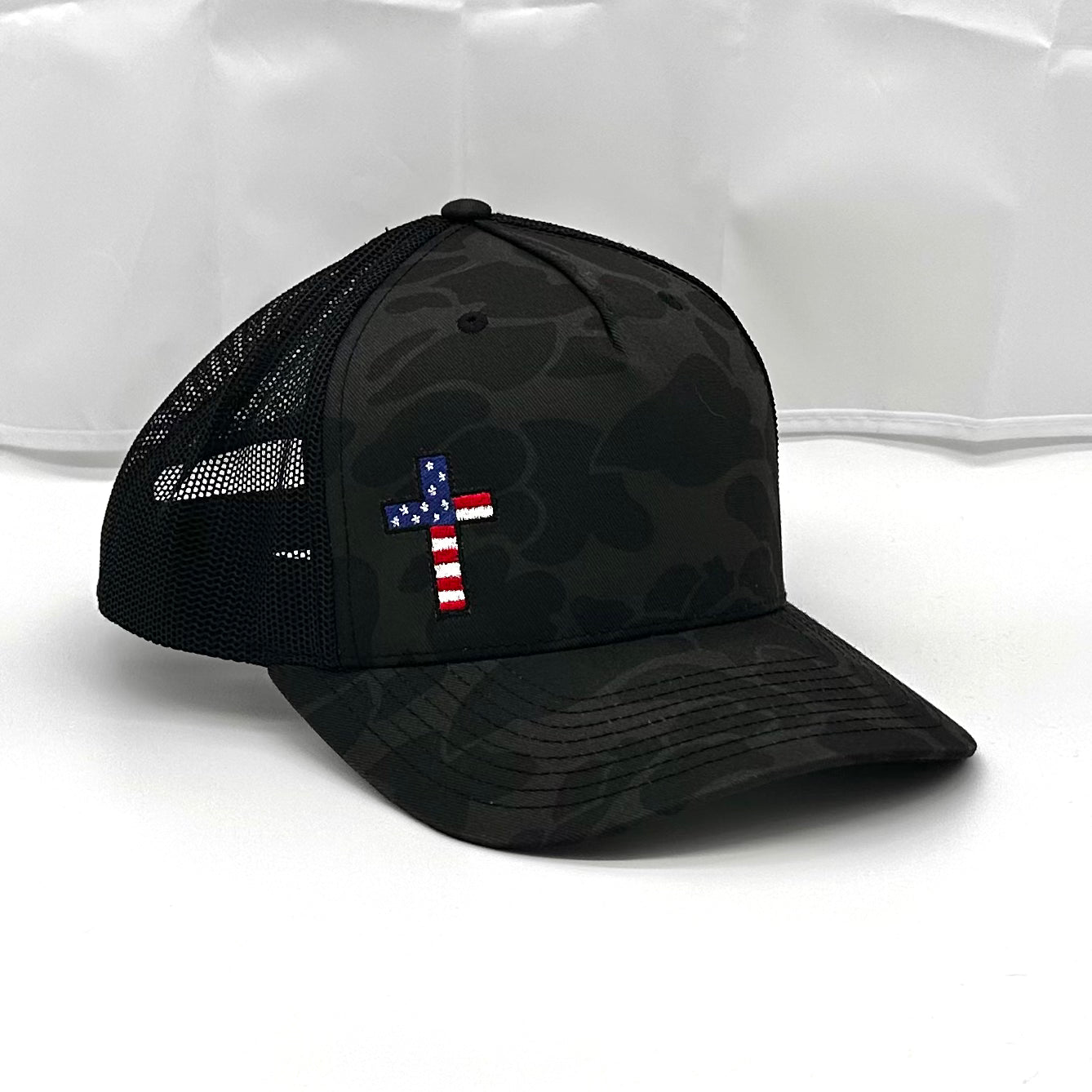 Black Camo Cross Hat