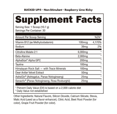 Bucked Up - Non-Stimulant - Pre-Workout