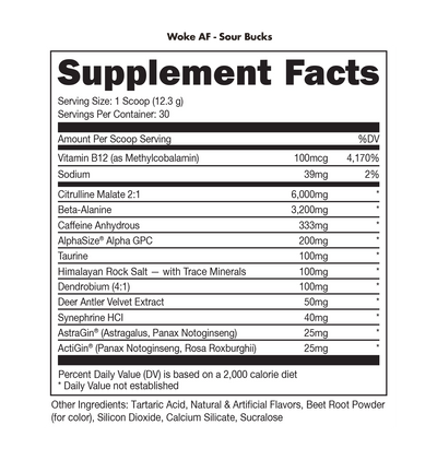 Bucked Up - Woke AF - High Stimulant Pre-Workout