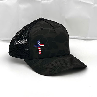 Black Camo Cross Hat
