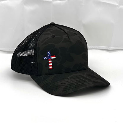 Black Camo Cross Hat