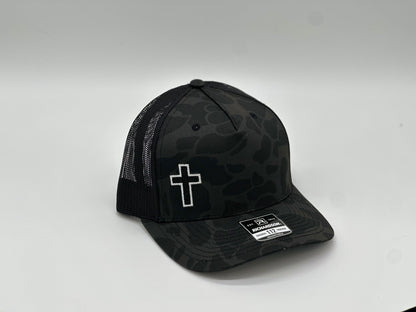 Black Camo Cross Hat